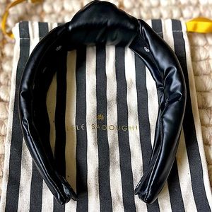 Lele Sadoughi black faux leather headband EUC